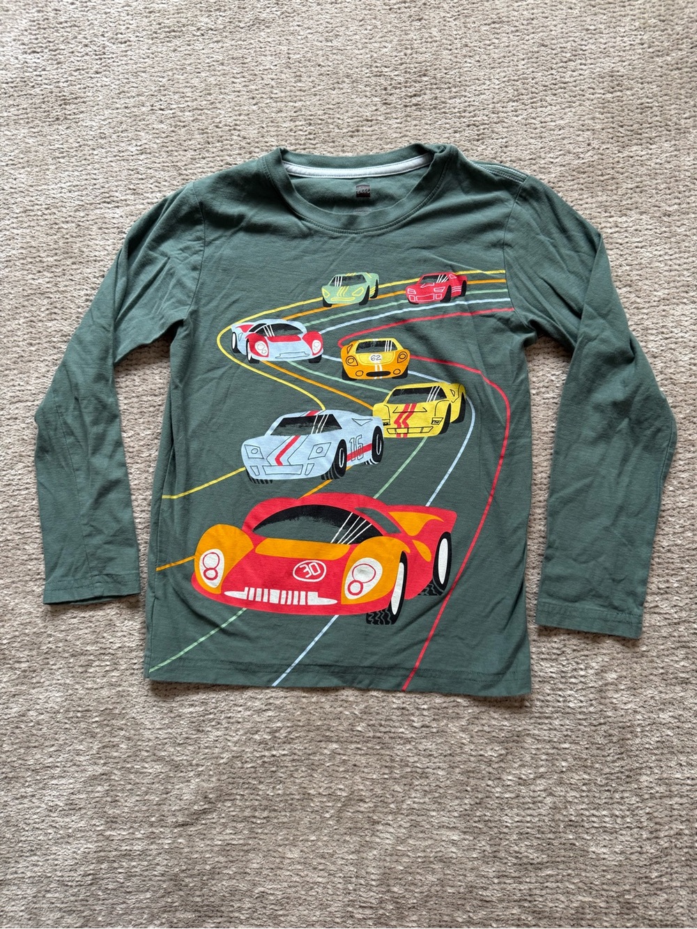 Tea Collection Race Car Graphic Long Sleeve Shirt Size 8